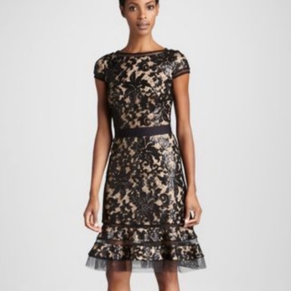 Tadashi Shoji Black Lace Midi Dress Size 10 - Picture 12 of 12